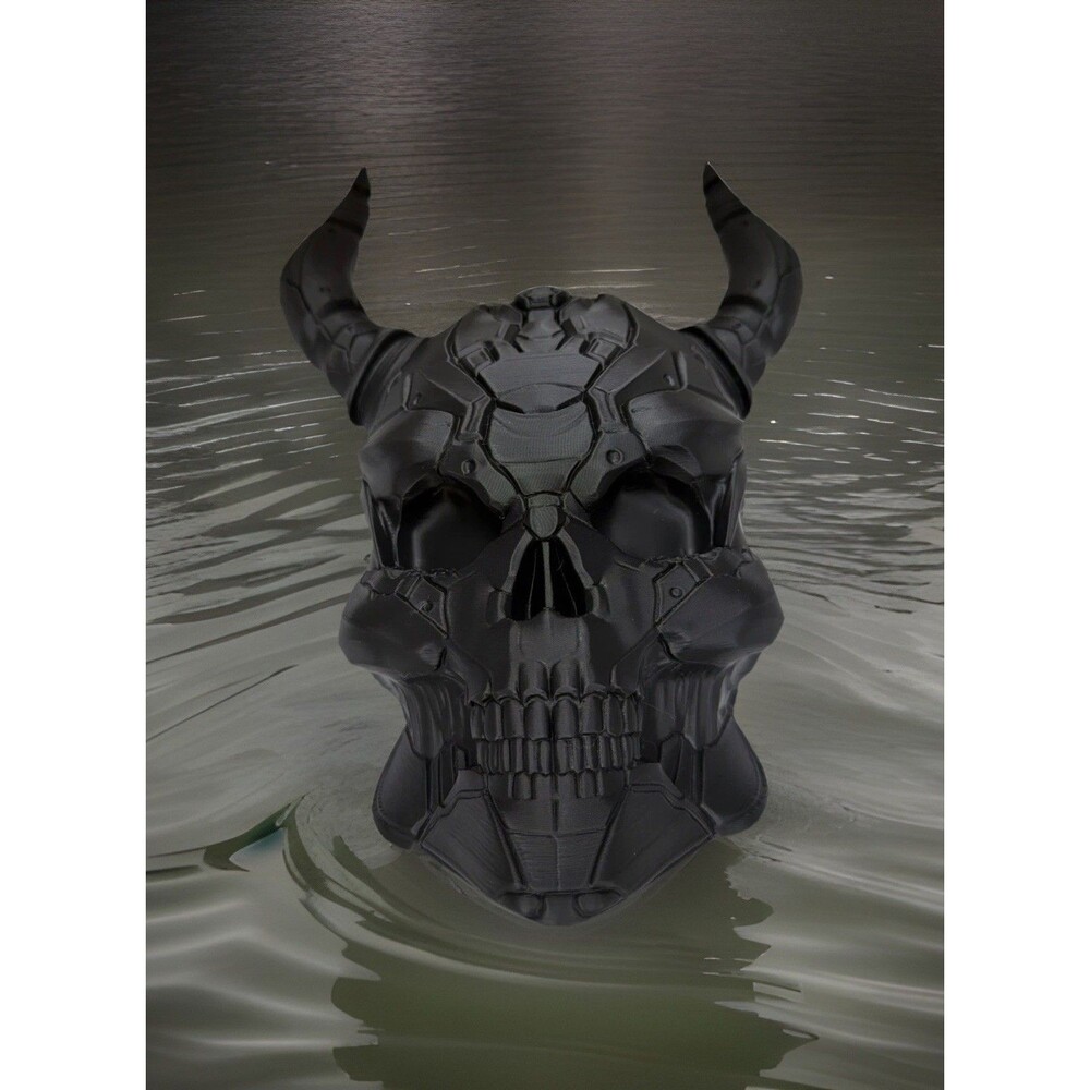 Demon Skull Full Size Art Display Piece Headphones Stand USA Made Blk Large Silk